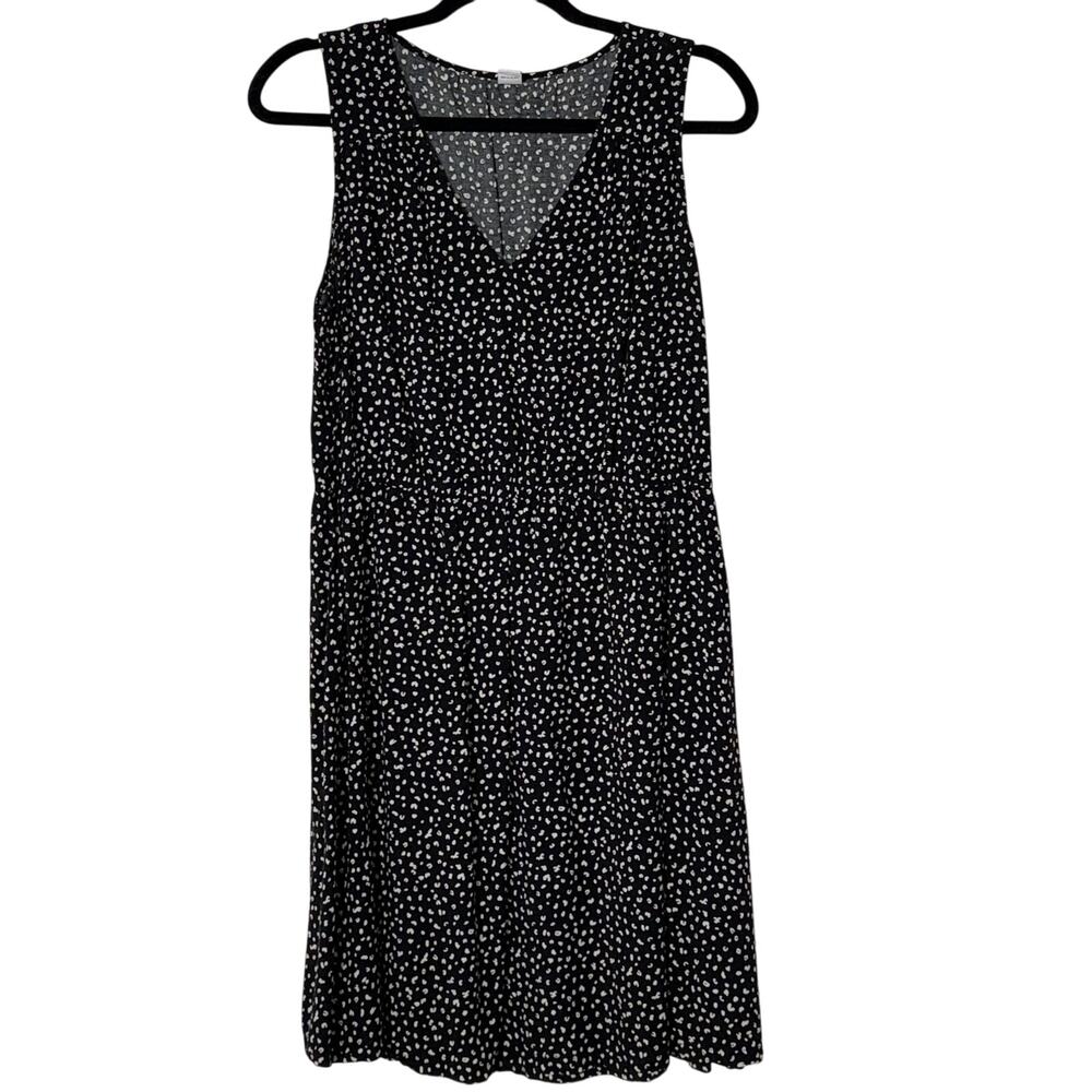 Old Navy Black and White Leopard Pattern Cinched Dress Sz Large